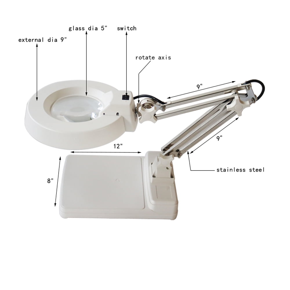 20X Table Magnifier Lamp Bench-top Magnifier Lamp LED Lamp Light Magnifier for Reading and Working 110V
