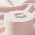 thumbnail image 4 of Mooneye 3mm Round Aquamarine 925 Sterling Silver Eternity Valentines Day Gift Women Ring, 4 of 6