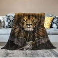 thumbnail image 2 of ONETECH  Christian Lion Blanket Lion Eagle Throw Blankets Cozy Flannel Blanket Plush Lightweight Bedding Blanket Lion Gifts Stuff for Men Women Boys Girls Teens for Couch Sofa Bed, 2 of 6