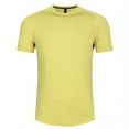 thumbnail image 3 of Summer Shirt For Men Fashion Crew Neck Breathable Elastic Sport Solid Color Casual Short Sleeved Summer Classic Basic Tee Shirts - Yellow∣2XL, 3 of 6