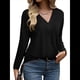 thumbnail image 3 of Camisa de Larga de Otoño para Mujer, Cuello en V, Jersey de Punto, Túnica, Camisa Formal Informal para Mujer Negro XL, 3 of 7