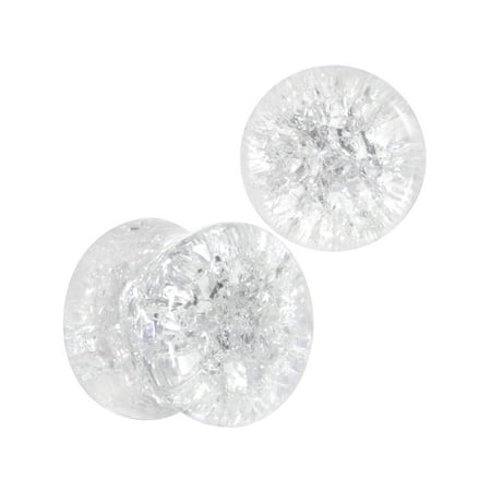 Clear Double Flare Body Candy 00 Gauge 2Pc Clear Glass Shattered Pattern Saddle Plug Double Flare Ear Plug Gauges Set of 2 10mm ()