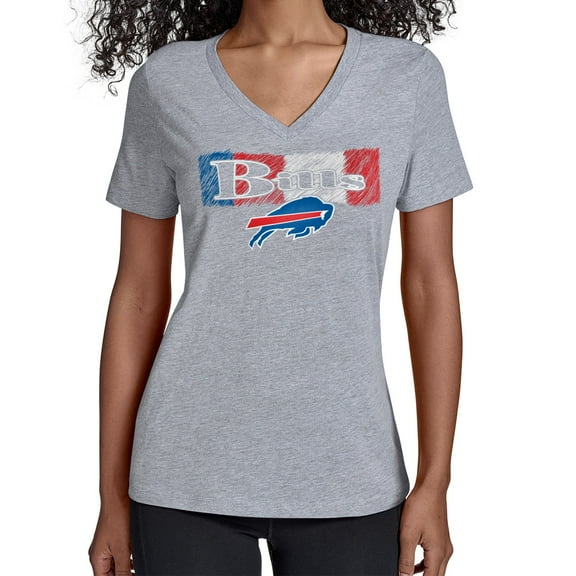 Women's Starter Gray Buffalo Bills Color Shading V-Neck T-Shirt