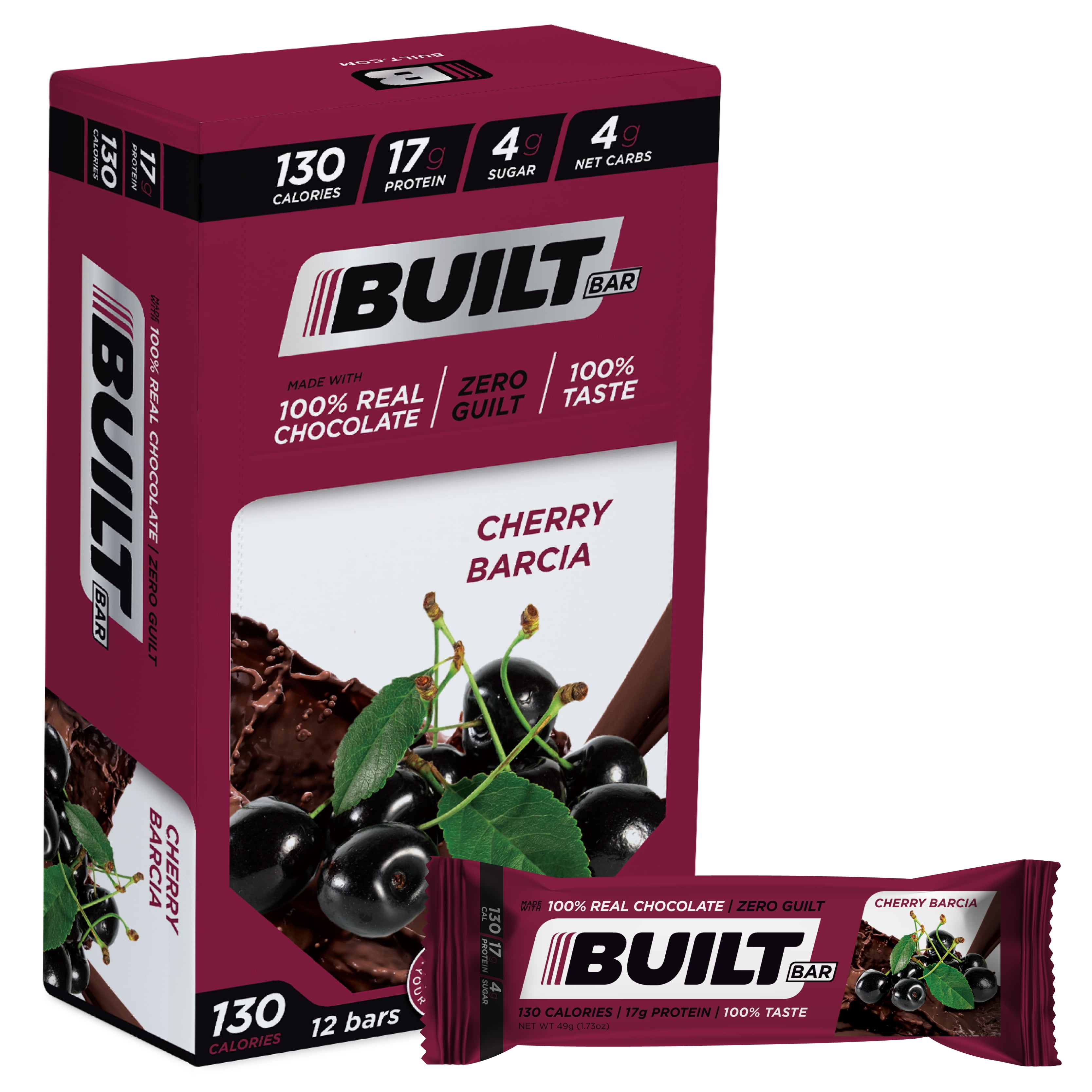 Built Bar Protein Bar, Cherry Barcia, Gluten Free, 12 Count