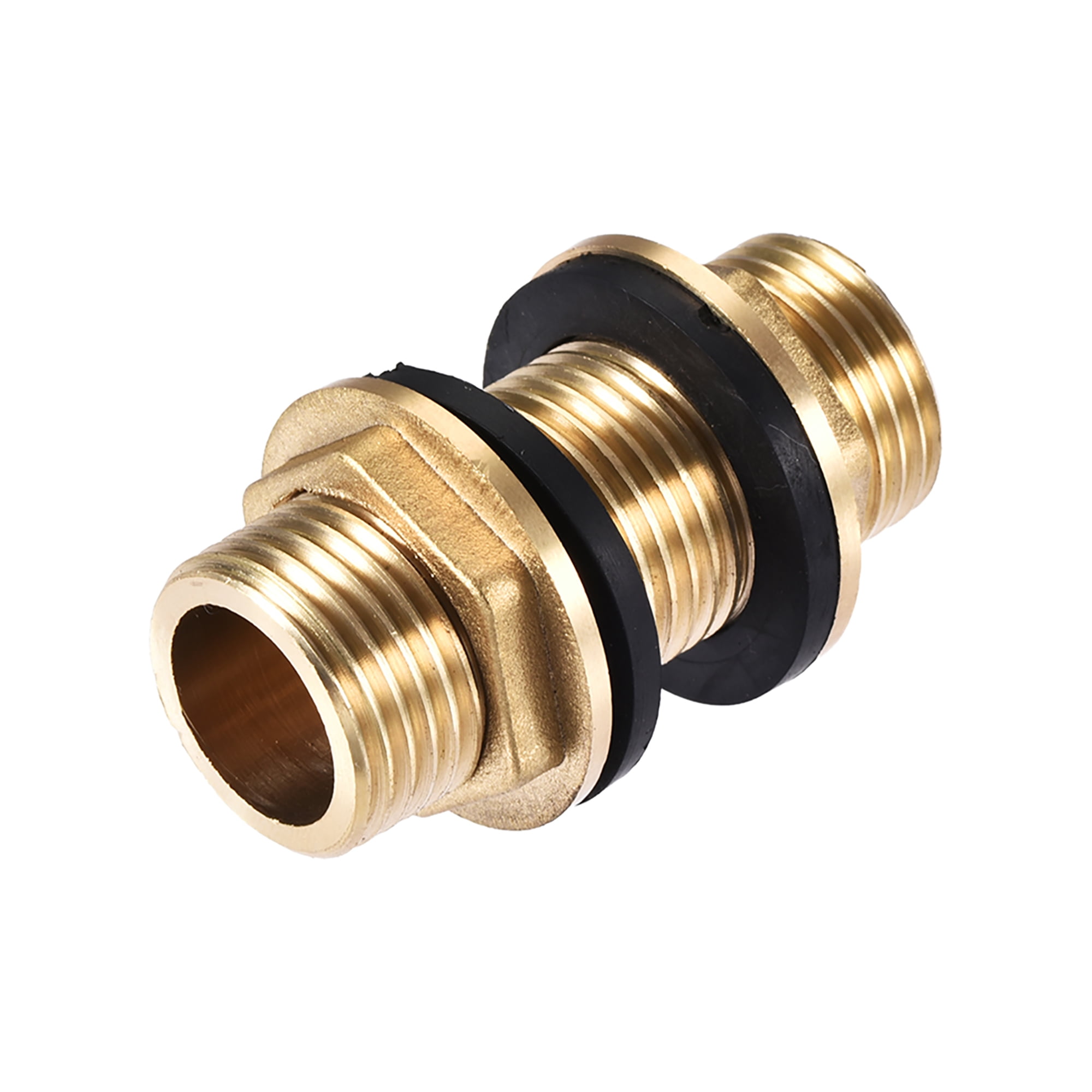Uxcell Bulkhead Fitting G1/2 Male Thread Tube Adaptor Hose Fitting Brass with Silicone Gasket Gold Tone