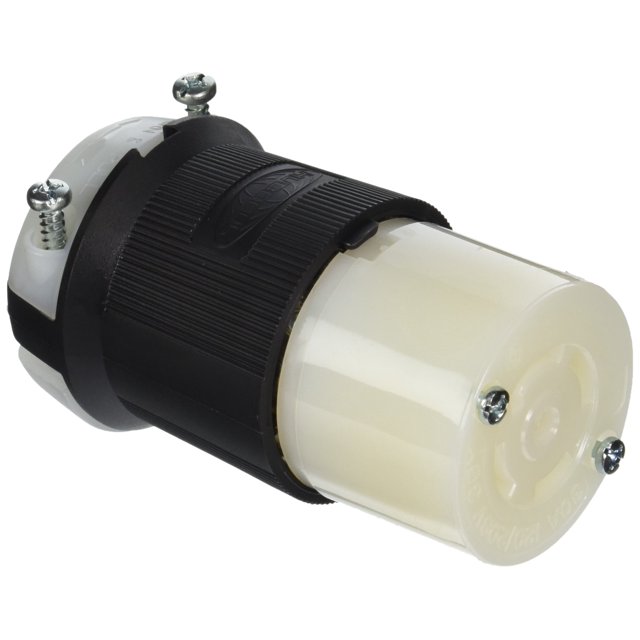 Hubbell HBL2813 Conector de bloqueo 30 amperios trifásico 120/208 V L21-30R blanco y negro