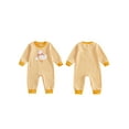 thumbnail image 2 of Miaouyo Infant Baby Boy Girl Fall Romper 0 3 6 12 18 Months Stripe Duck Embroidery Long Sleeve Round Neck Full Length Jumpsuit, 2 of 9