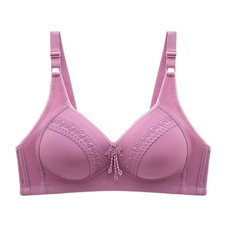 HCURIBAD Clearance! Bras for Women  Push up Bra Womens Comfort Full Cup Underwear Button Front Opening Cotton Bra Plus Size Underwear  Supportive Bras for Women  Deep V Bra 1PC Bra Purple S