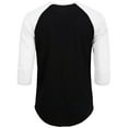 thumbnail image 3 of J. METHOD Men's 3/4 Sleeve Baseball Crewneck Tshirt Top Raglan Jersey T Shirt NEMT06 BLK/WHT L, 3 of 5