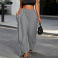 thumbnail image 4 of cocolona Womens Street Casual Plus Size Palazzo Pants Elastic Waist Drawstring Wide Leg Travel Lounge Pants with Pockets, 4 of 5
