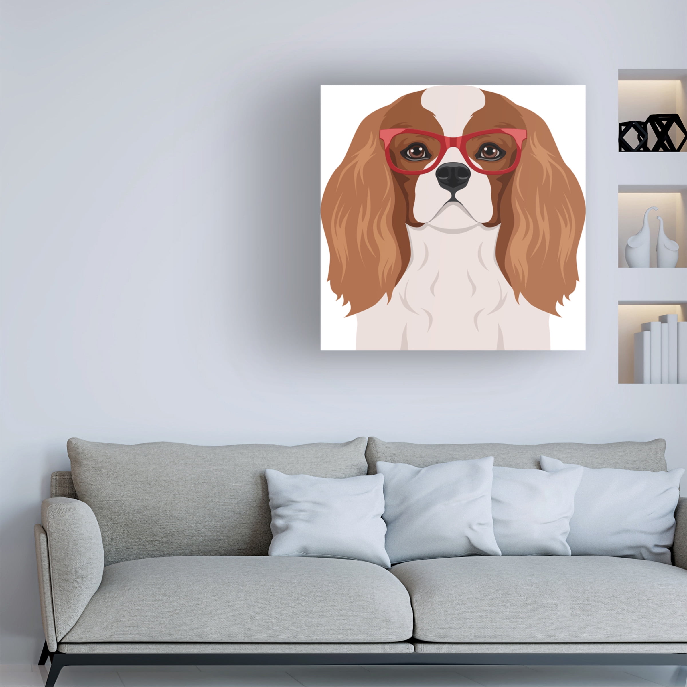 Furbaby Affiliates 'Cavalier King Charles Spaniel Wearing Hipster Glasses' Canvas Art