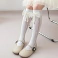 thumbnail image 5 of Esaierr 2 Pairs Toddler Kids Lace Knee High Socks Girls Bow Princess Socks Spring Summer Mid-Calf Socks for 3-12T, 5 of 9