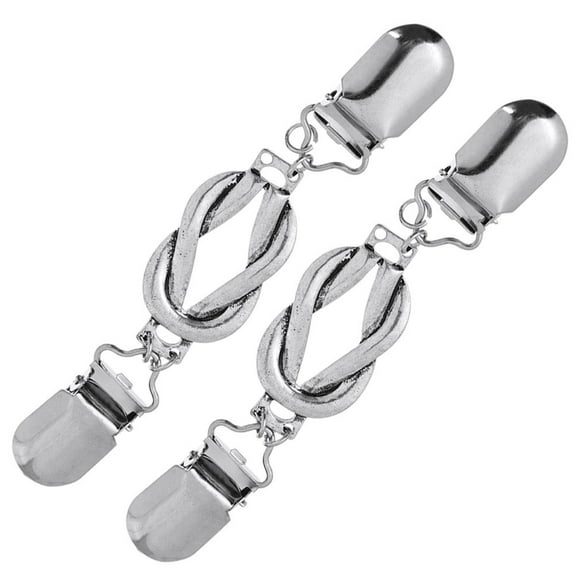 LULULION 2Pcs Vintage Dress Clips Silver Alloy Clothing Accessory Women Date Work Wedding