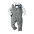 thumbnail image 1 of Gibobby Conjunto para bebé Niñas Camiseta de manga larga para niños pequeños, chaleco a cuadros, abrigo, pantalones, trajes de para niños(Gris, 3-4 Años), 1 of 5