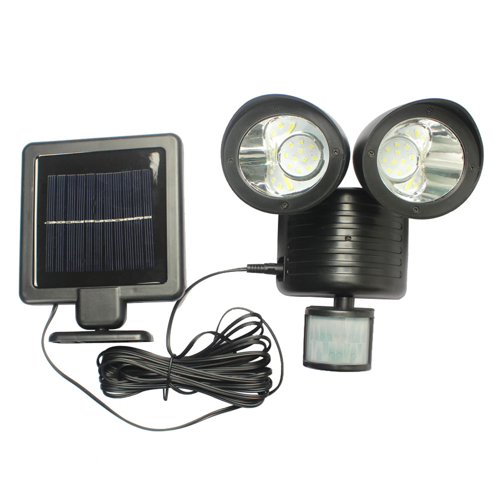 Solar Power Motion Sensor Light Dual Head 22 LED Security Floodlight Outdoor USA 