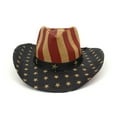 Fluffy Sense Vintage USA American Flag Cowboy Hat Classic Western Styl