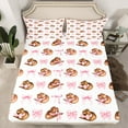 thumbnail image 2 of Manfei Kids Children Cute Pink Bow Hats 4pcs Bed Sheets,Dreamy Princess King Sheets,Western Cowgirl Super Cozy Sheet Set,Breathable Home Decor, 2 of 7