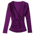 thumbnail image 6 of Perfectbot Womens Sequin Shirts Cross Wrap V Neck Mesh Sleeve Tops Ruched Slim Fit Dressy Casual Blouse, 6 of 6