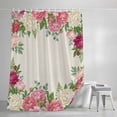 thumbnail image 4 of Pink Flowers Small Stall Shower Curtain, Waterproof Shower Curtains for Bathroom, Spring Floral Farmhouse Botanical Rustic Washable Fabric Bath Curtain for Bathtub Decoration with Hooks 36x78 Inches, 4 of 9