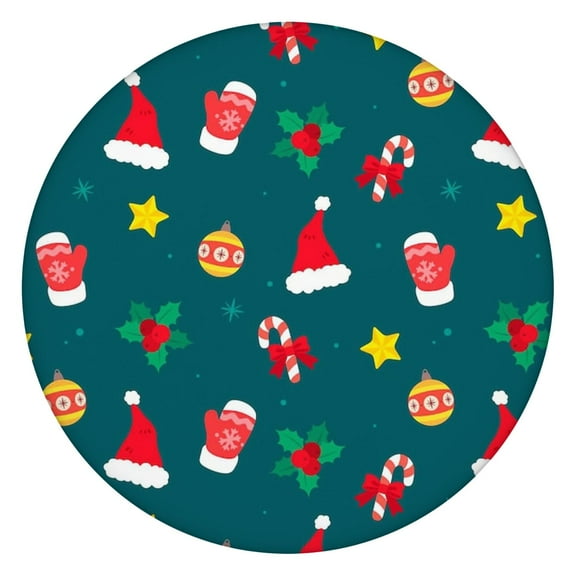 Christmas Party Ready Round Table Cover, 52 Inch with Elasticized Hem for Formal Protection on Buffet and Dining Tables During Gatherings