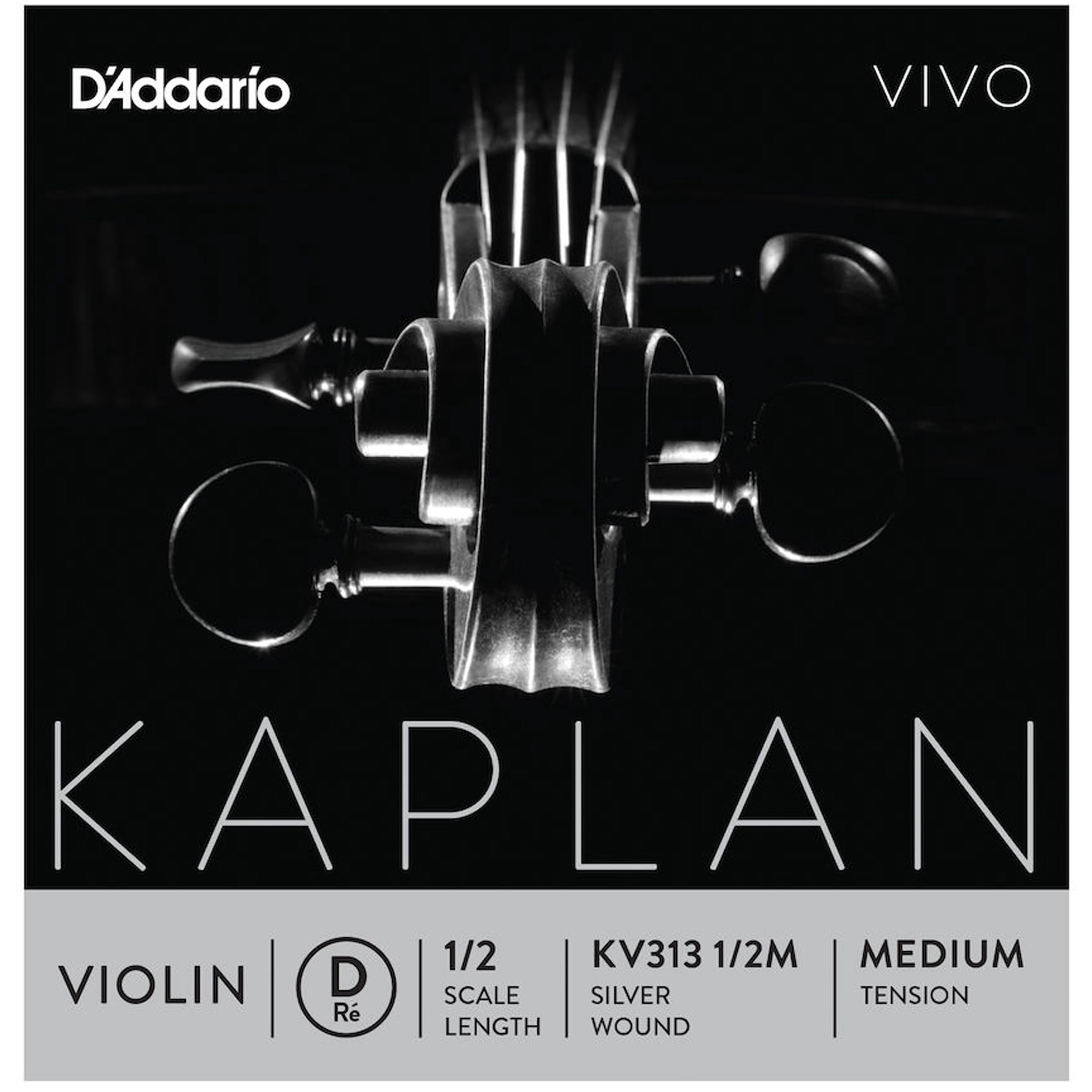 D'Addario Kaplan Vivo Violin D String, 1/2 Scale, Medium Tension