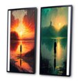thumbnail image 3 of Designart "Glorious Sunset Viewed by Lakeside I" Landscape Lake Framed Wall Art Set Of 2 - Traditional Orange Gallery Wall Frame Set For Home Decor, 3 of 6