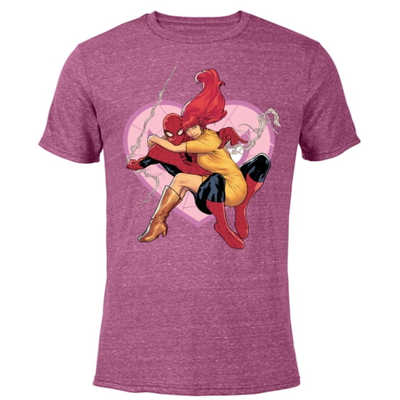 Marvel Spider-Man & Mary Jane Variant Cover Valentine's Day - Short Sleeve Blended T-Shirt for Adults – Customized-Purple