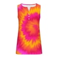 thumbnail image 4 of Women's Tie Dye Tank Tops V Neck Sleeveless Tees with Buttons Casual Fashion Summer Pullover Tshirts (2XL, Orange), 4 of 5