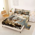 thumbnail image 2 of Castle Fairy Vintage Oil Paint Spotted Deer Bed Sheets 4-Piece,Birch Autumn River Full Size Sheets,Ochre Brown Gray,1 Fitted Sheet, 1 Flat Sheet and 2 Pillowcases, 2 of 6