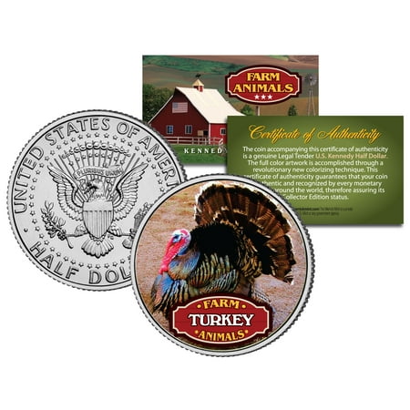 - TURKEY * Collectible Farm Animals * JFK Kennedy Half Dollar US Colorized Coin
