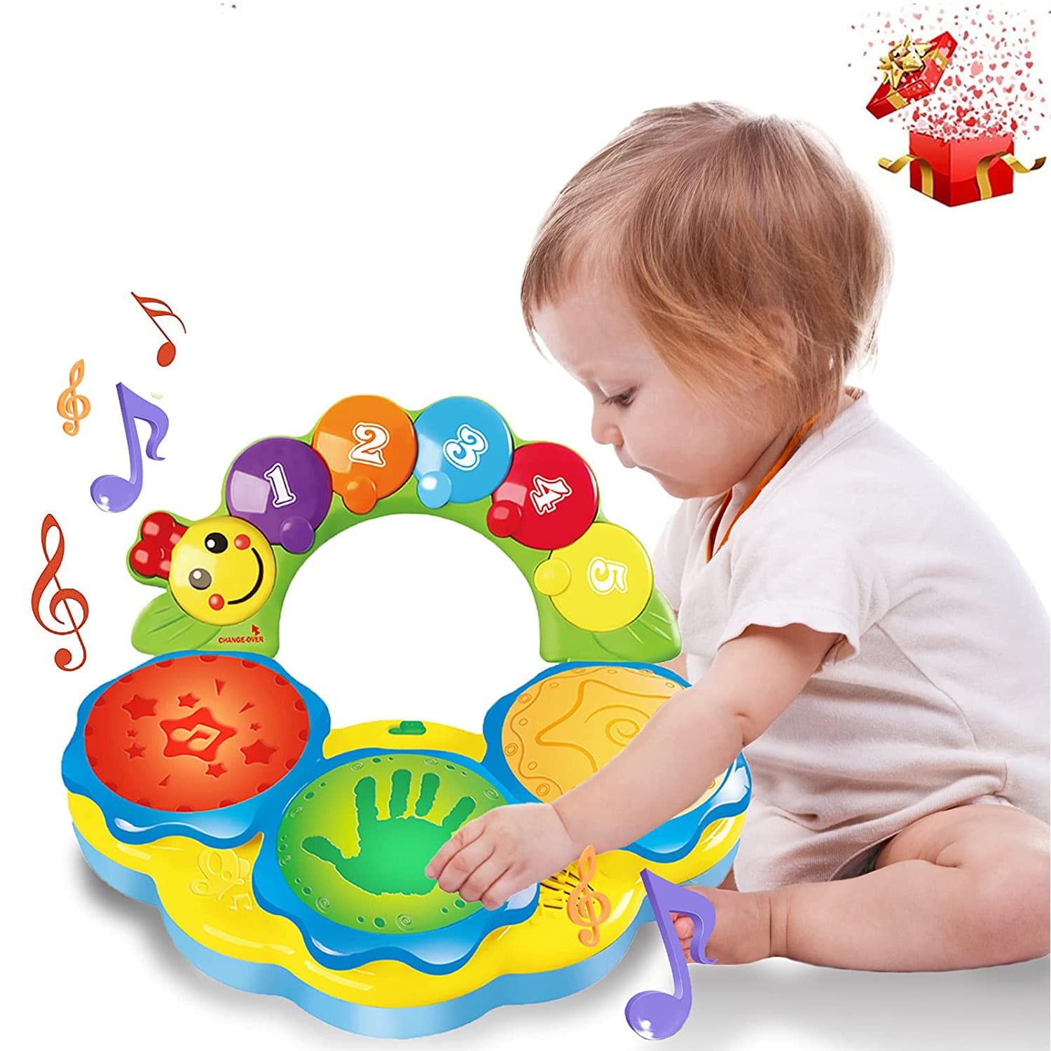Musical Drum Piano Baby Toys 6 to 12 Months Baby Toys Early Education  Music/Lights/Funny Sounds Christmas Birthday Gifts Toys for 1 2 3 4 Year  Old Boys 