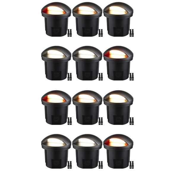 12 Pack 5W LED In-ground Landscape Well Lights, 12-24V AC/DC Low Voltage, Aluminum, ETL Listed, IP67 Waterproof, 1800K/2700K/3000K/4000K/5000K Selectable