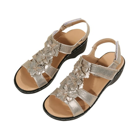 

Penkiiy Summer Ladies Slippers Casual Women s Shoes Roman Casual Wedges Flower SandalsSummer Sandals for Women 2022 Dressy