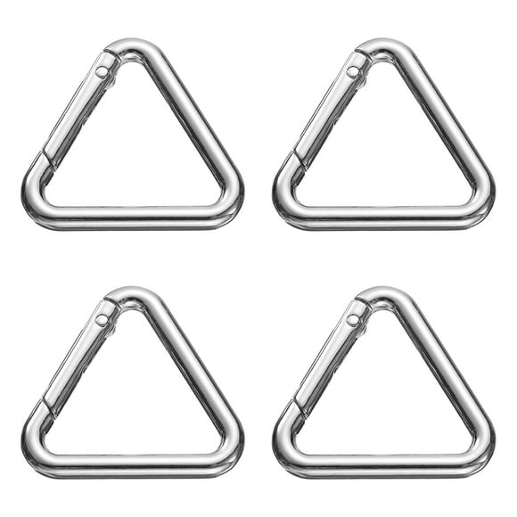 Uxcell 4 Pcs Triángulo Anillo de Llave de Resorte de 1.6 Pulgadas Hebilla de Metal Clip de Resorte para Llaveros Bolsas Carteras Manualidades Accesorios Decorativos, Plata