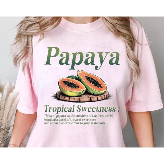 Papaya Graphic T-Shirt: Tropical Fruit Summer Tee All Size S-5Xl
