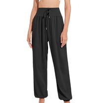 SWSMCLT Women's High Waisted Pants Long Yoga Soft Jogger Trousers Pants Gym Yoga Drawstring Loose Spandex Black 14