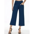 thumbnail image 3 of NELEUS Womens 25" Wide Leg Capri Pants Yoga Legging High Waist Cropprd Pants with Pockets,Navy Blue,US Size XL, 3 of 12