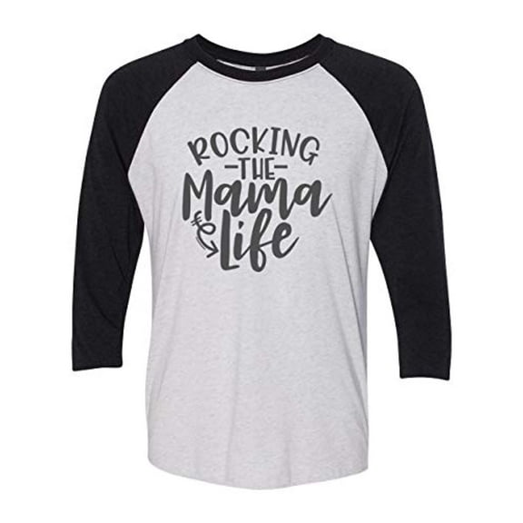 Trenz Shirt Company Rocking This Mama LifeLadies Baseball Tee-Black-Small
