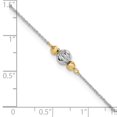 thumbnail image 5 of 14k Two-tone Anklet 9 inch mm White Gold Ropa Diamond Cut Bead 9in Plus 1in Ext., 5 of 7