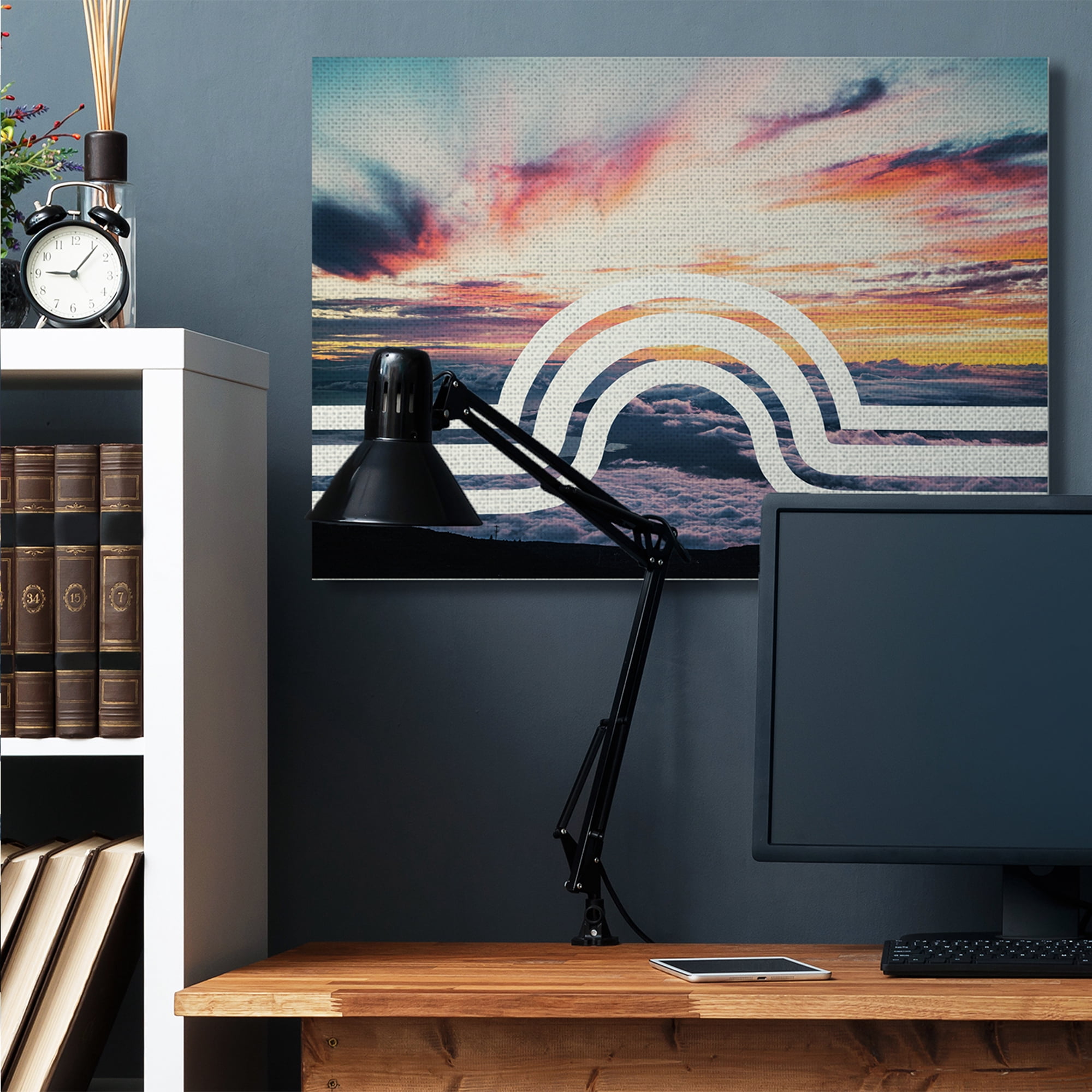 Stupell Industries Sunset Cloud Landscape White Arch Line Abstract Canvas Wall Art by Daphne Polselli