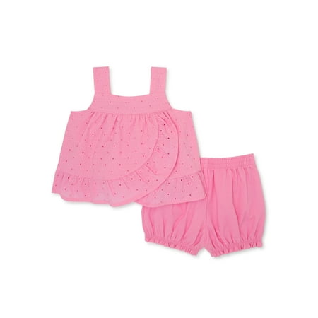 

Wonder Nation Baby Girl Ruffled Top and Shorts Set 2-Piece Sizes 0/3M-24M