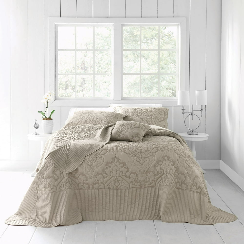 BrylaneHome Amelia Bedspread King, Taupe Beige