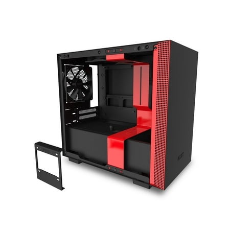 NZXT - H210i Mini ITX Tower Case with Tempered Glass - Red/Matte Black