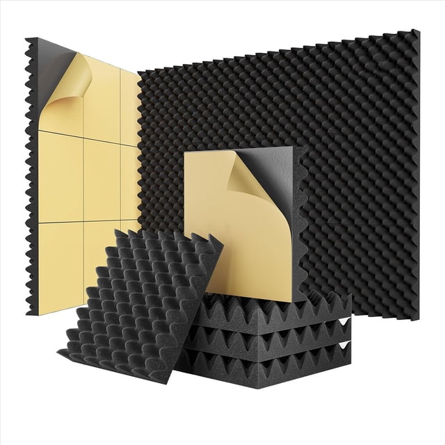 Paquete de 24 Paneles de Espuma Autoadhesivos una Prueba de Sonido para Cajas de Huevos, 2X12X12 Pulgadas, Espuma AcúStica para el Hogar y los Estudios