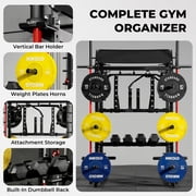 Mikolo Smith Machine Home Gym, All-in-One Power Rack with Smith Cage and Functional Trainer, Squat Rack with 2:1 Dual Pulley Cable System and Extended Forward Reach, Vertical Leg Press