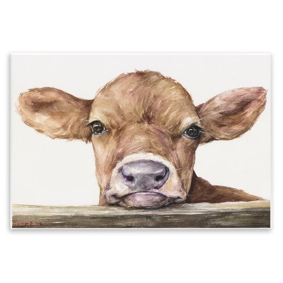 Stupell Industries Cute Baby Cow Animal Watercolor Painting Wall Plaque Art by George Dyachenko