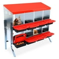 thumbnail image 1 of Nesting Boxes for Chickens, 6 Hole Chicken Nesting Boxes with legs, Chicken Laying Box with Lid Cover, Roll Away Nest Box for Chicken Coop to Protect Eggs, Red, 1 of 9