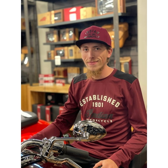 Indian Motorcycle Men's Established Performance Long Sleeve Tee, Port | 2833406