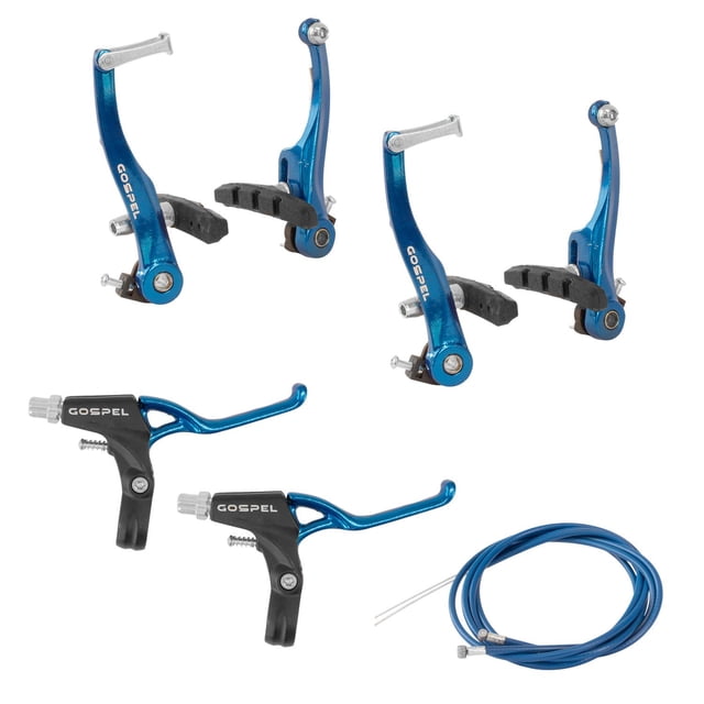 Juego de frenos V-Brake para bicicleta de aluminio azul anodizado con palancas de freno azul anodiza