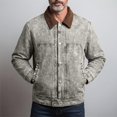 thumbnail image 3 of EANJE Men's Vintage Washed Trucker Jacket Casual Contrast Corduroy Collar Button Down Work Jacket with Pockets for Street Daily Outfit Dark Green L, 3 of 6